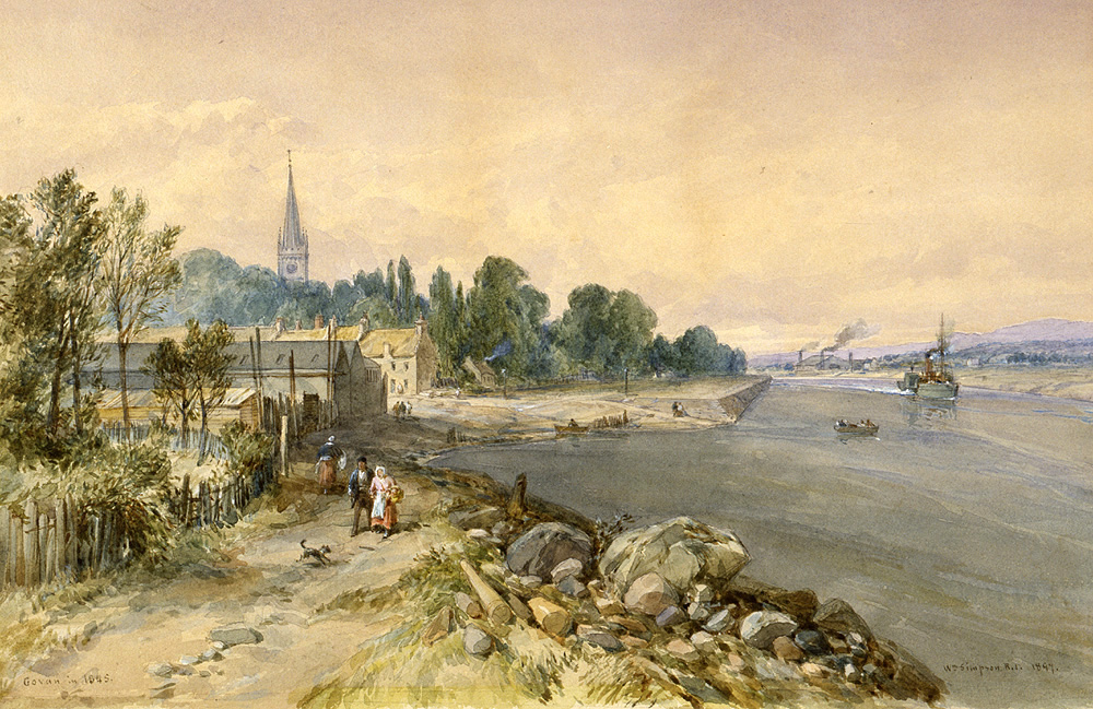 Govan in 1845 by William Simpson